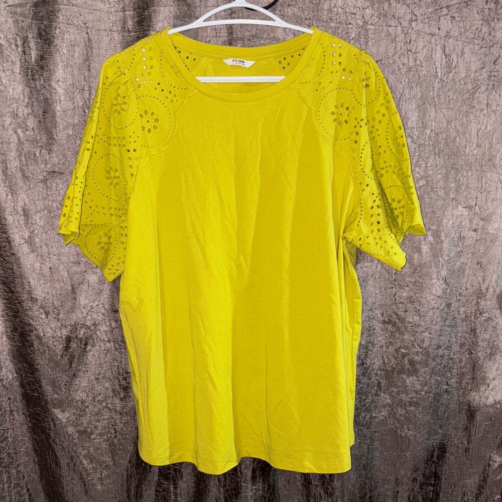 Penningtons Bright Yellow Eyelet Short Sleeve Top